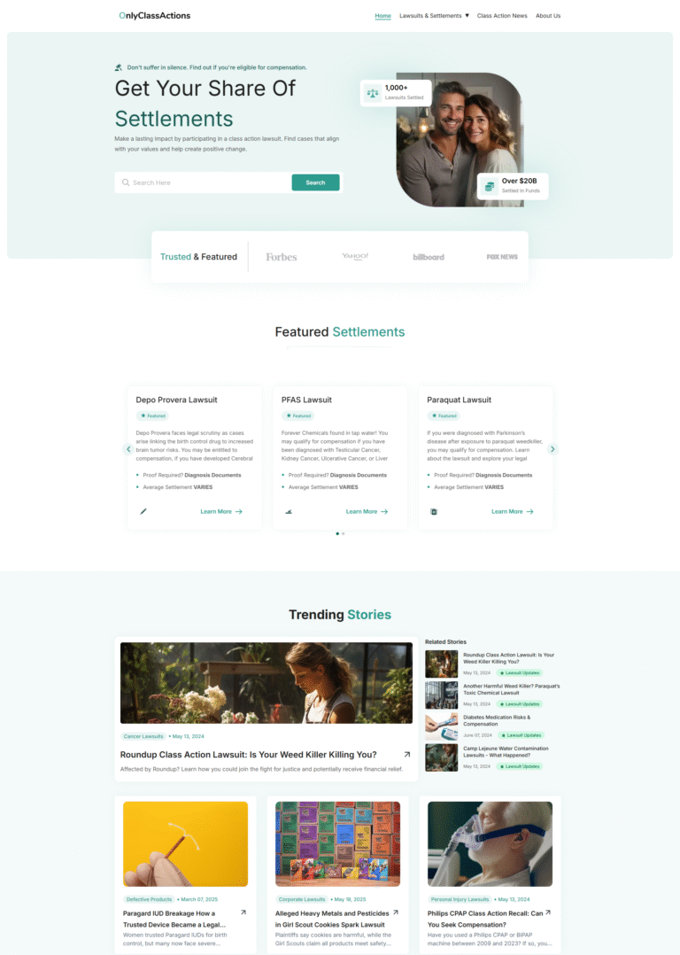 OnlyClassActions.com – A Scalable Class Action Platform Built with React, Node.js & MongoDB